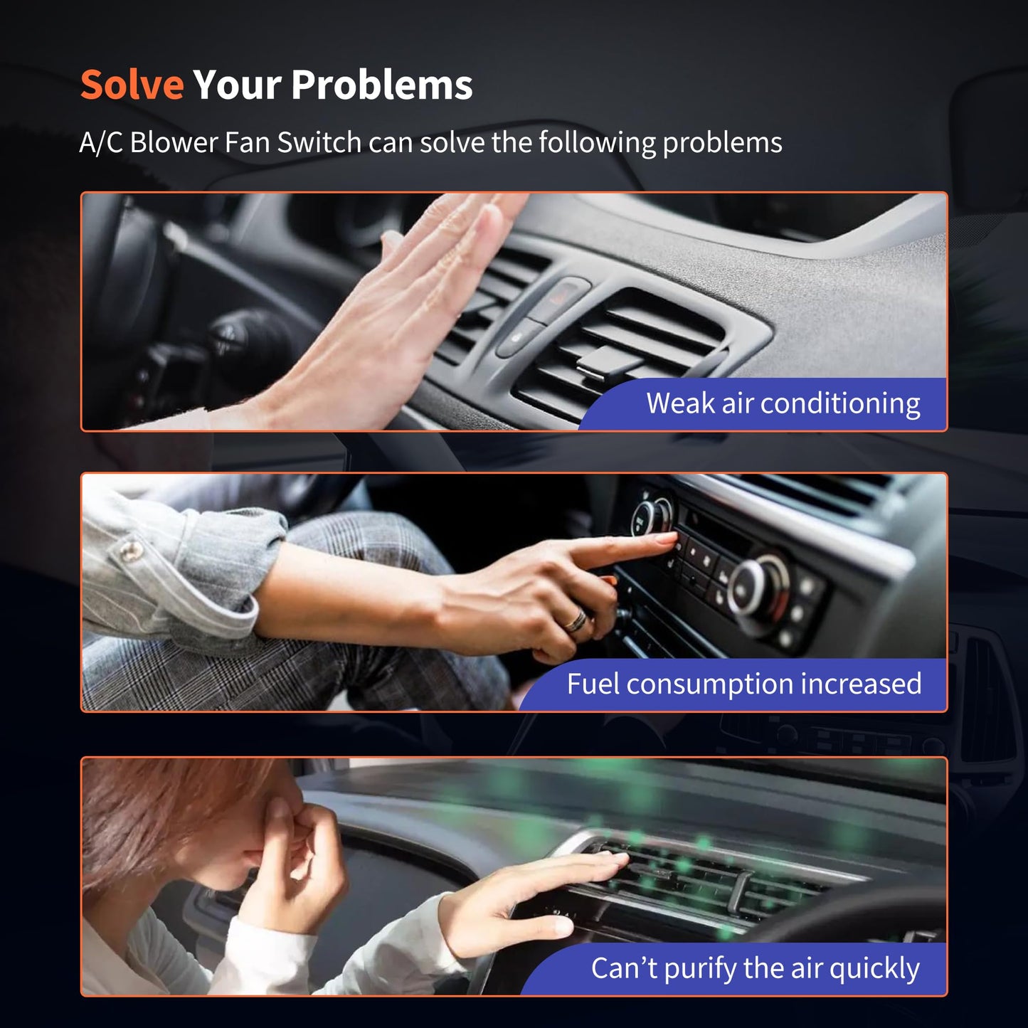 HiSport HVAC AC Blower Fan Knob Speed Control Switch Assy Compatible with Toyota Corolla Matrix Replacement for 55902-12100, 55902-02030, 55902-02070, 55902-75D358