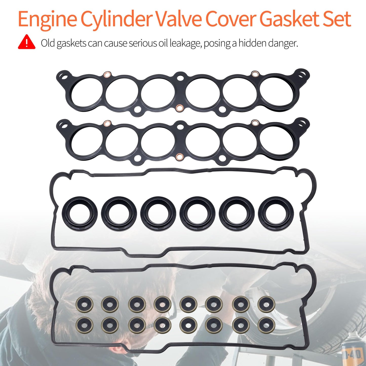 HiSport Engine Cylinder Valve Cover Gasket Set - Compatible with Toyota 1995-2004 Tacoma 3.4L 2000-2004 Tundra 3.4L 1996-2002 4Runner 3.4L 1995-1998 T100 3.4L - Replace VS50422R