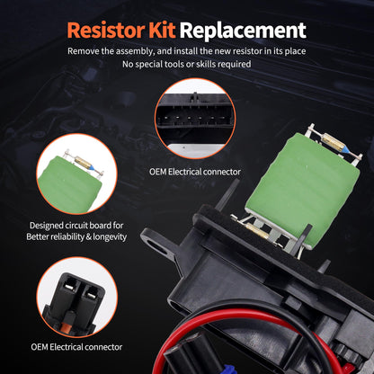 HiSport 973-407 Front HVAC Fan Blower Motor Resistor with Harness Compatible with Chevy GMC Express Savana 1500 C4500 C5500 C6500 C7500 Kodiak Topkick Replacement for 89018770 1580560 22941007