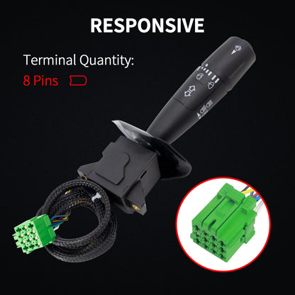 HiSport Turn Signal Switch with 8 Wire Fit for Peterbilt 379 330 337 365 367 384 385 Replace P271067, P27-6221,P276221, TRW 480791 TRW480791 20548AA A0613-002-00
