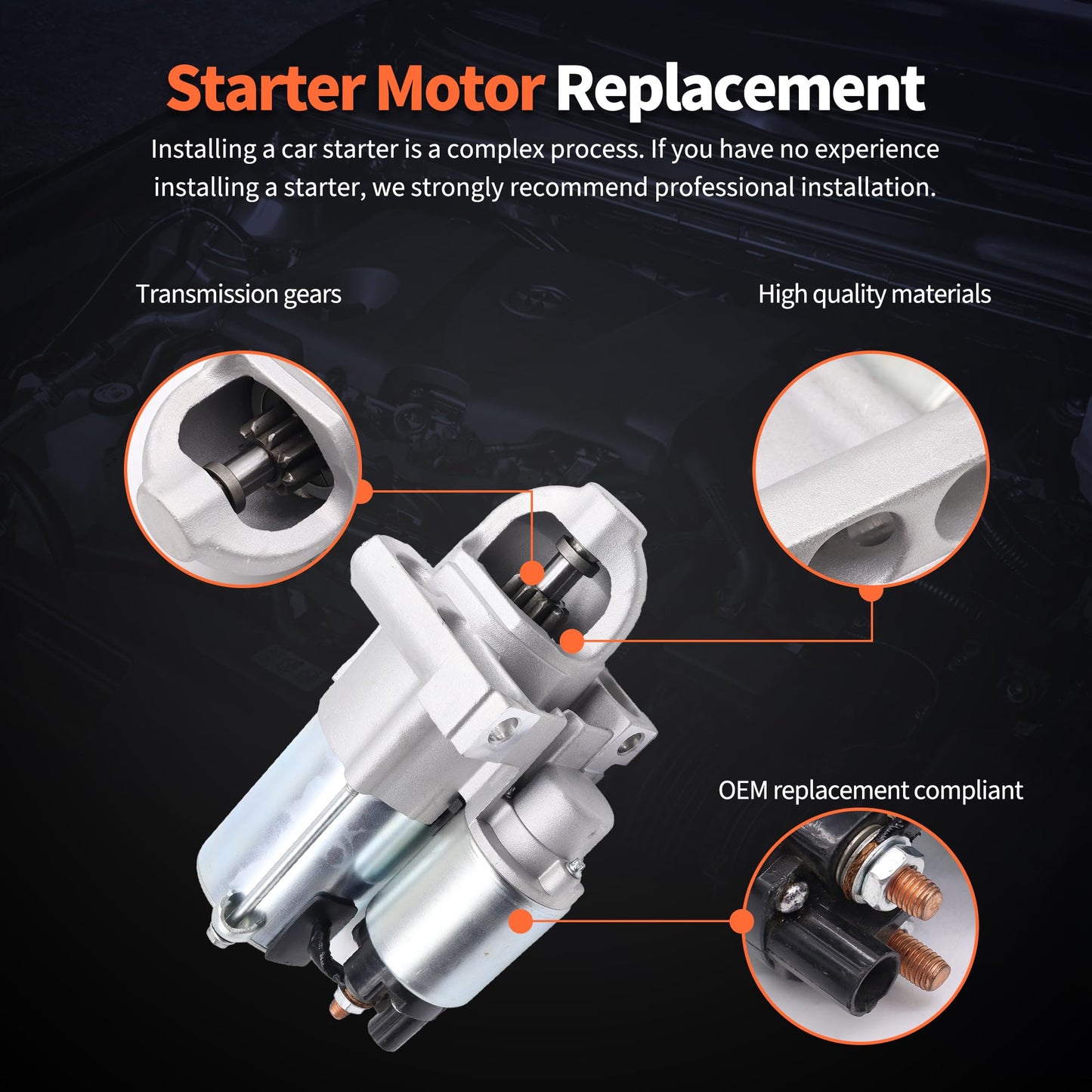 HiSport 12611102 Starter Motor 12V 1.4Kw 9-Tooth - Compatible with Chevy Avalanche Cheyenne Colorado Express 1500 2500 3500 Express Pasajeros Silverado 1500 Suburban 1500 Tahoe 2008-2017