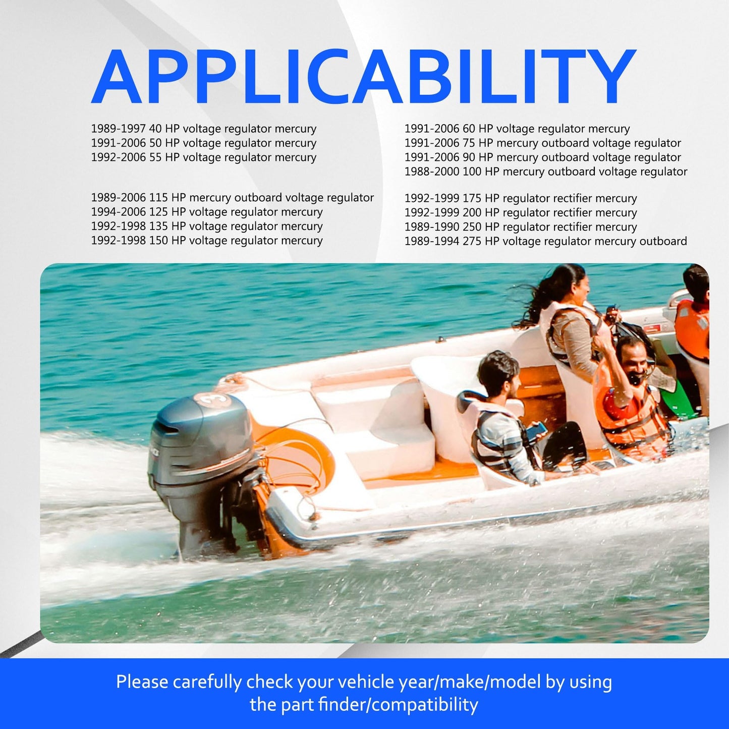 HiSport 883072 Regulator Rectifier Compatible with mercury 40 50 55 60 125 135 150 1992, 1993, 1994, 1995, 1996, 1997, 1998 HP outboard 75 90 100 115 1989-2000, 2001, 2002, 2003, 2004, 2005, 2006