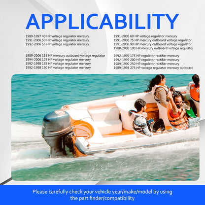 HiSport 883072 Regulator Rectifier Compatible with mercury 40 50 55 60 125 135 150 1992, 1993, 1994, 1995, 1996, 1997, 1998 HP outboard 75 90 100 115 1989-2000, 2001, 2002, 2003, 2004, 2005, 2006