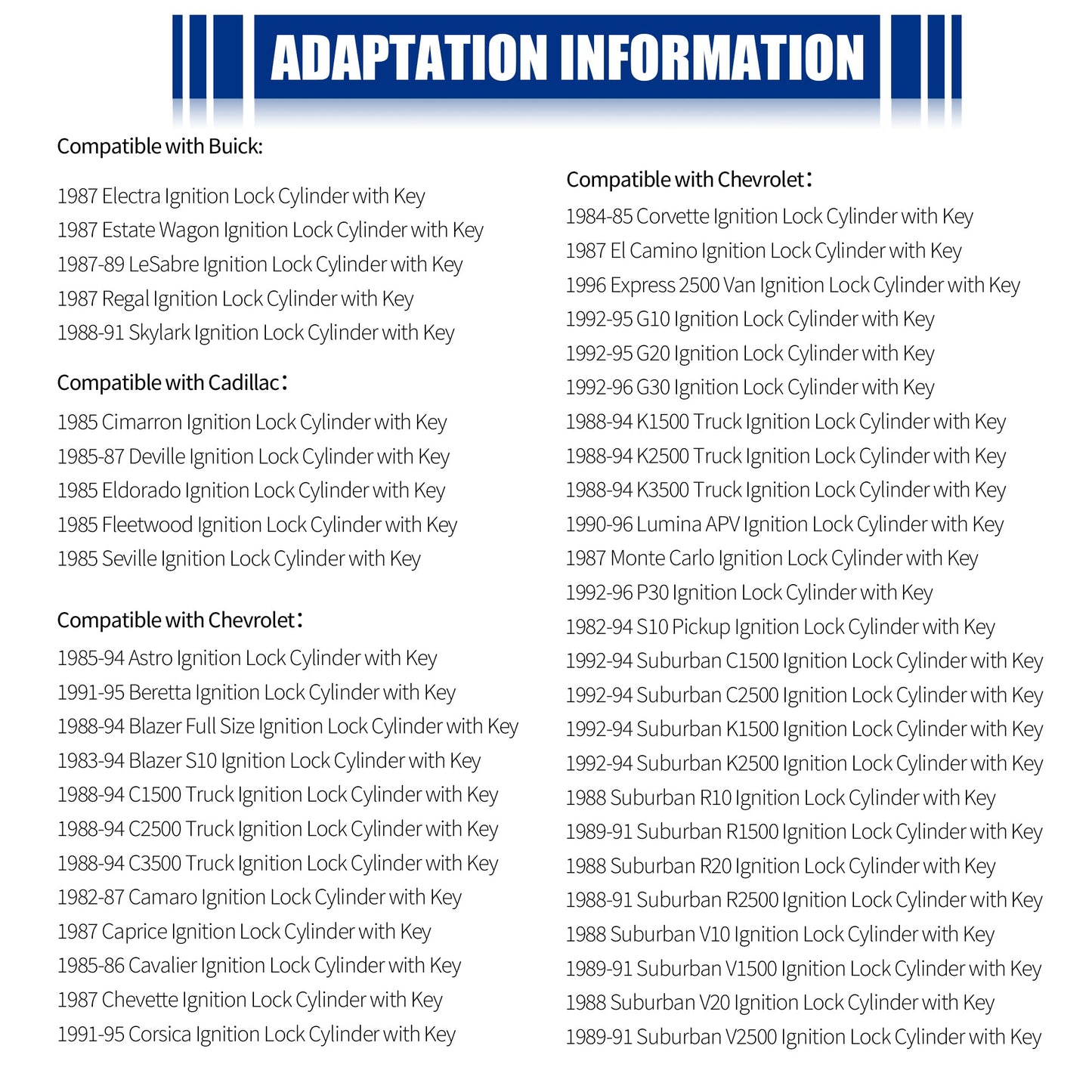 HiSport Ignition Starter Switch Lock Cylinder W/Keys Replacement for Chevy C1500 C2500 C3500 1991-1994 Replace 7840574