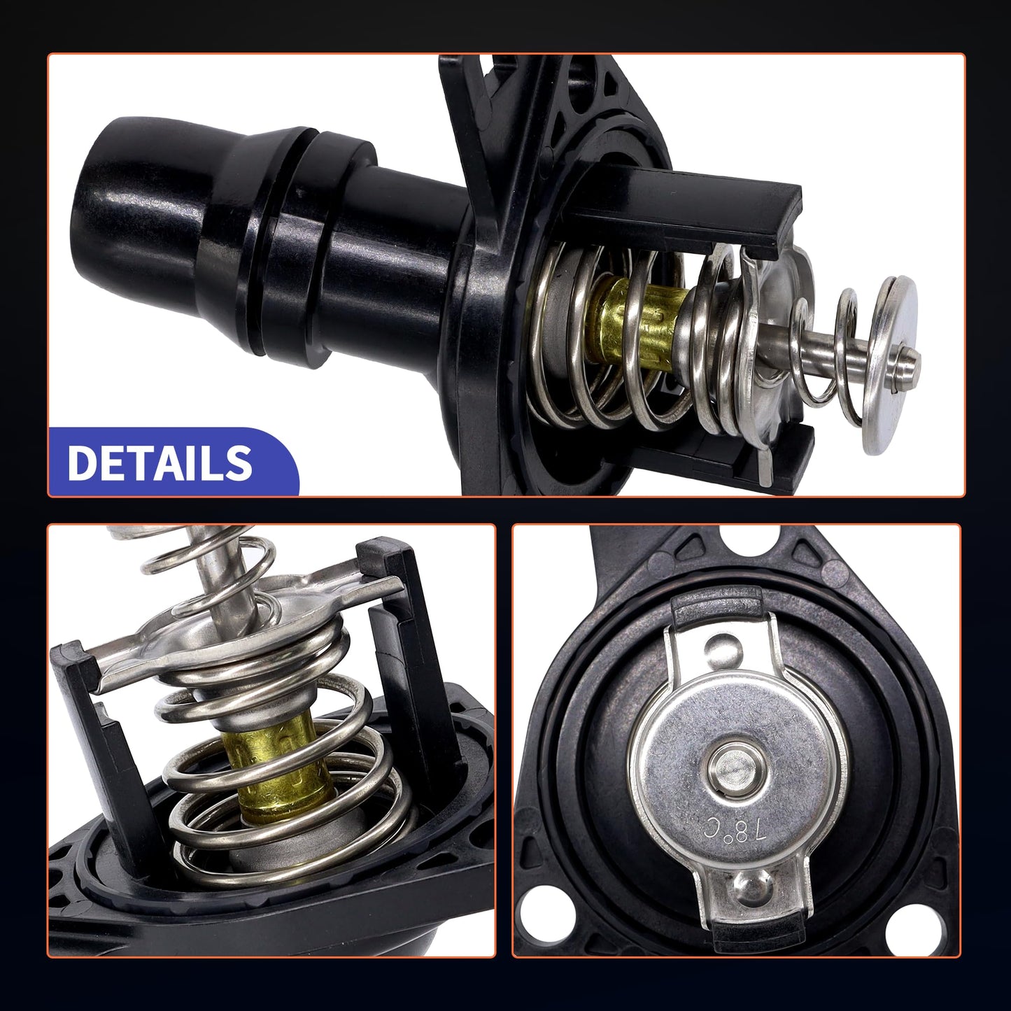 HiSport Engine Coolant Thermostat Housing Assembly - Compatible with Acura TSX 2009-2014 | Honda Crosstour 2013-2015 Accord 2003-2012 Element 2003-2011 - Replace 19301RAAA02