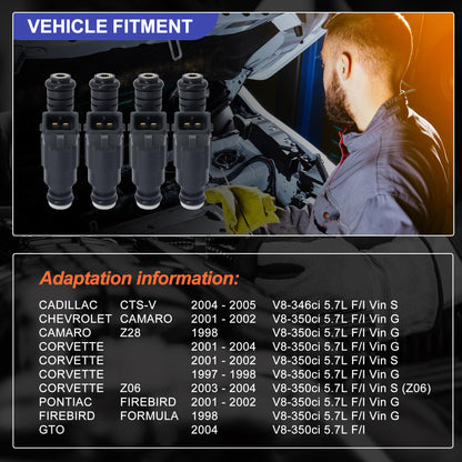 HiSport 8 Fuel Injectors 0280155931 Compatible with GM Cadillac Chevrolet Pontiac Cts V Camaro Corvette Z06 Firebird Gto 5.7L 1997-2005,VIN G & S