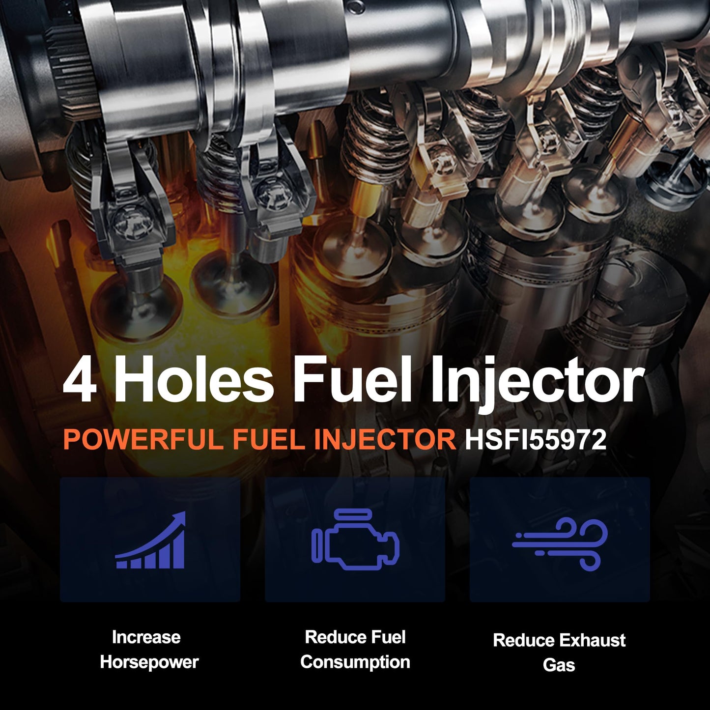 HiSport 0280155972 Fuel Injectors Replacement for Jeep Liberty 3.7L 2002-2003,Compatible with Dodge Ram 1500 3.7L 2002-2003 6 PCS