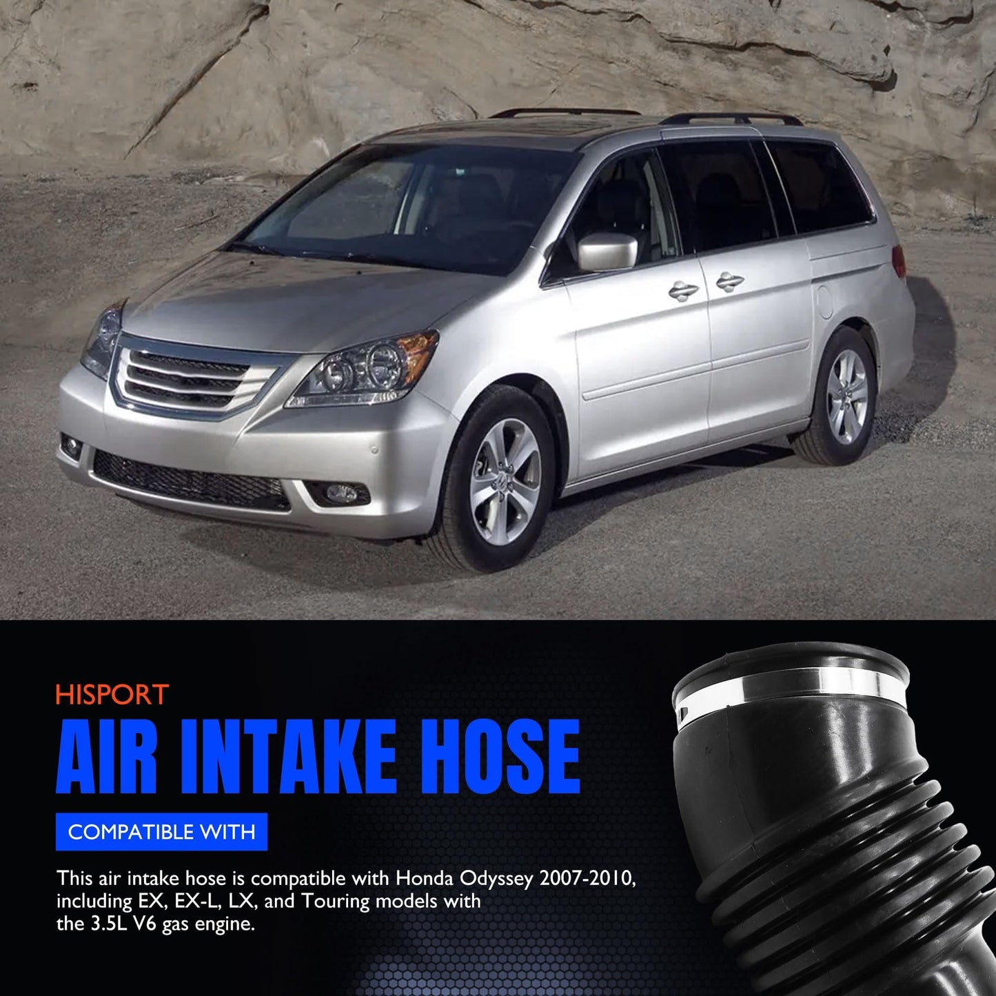 HiSport 17228-RGL-A11 Air Intake Hose Compatible with Honda Odyssey V6 3.5L 2007 2008 2009 2010 Replacement for 696158