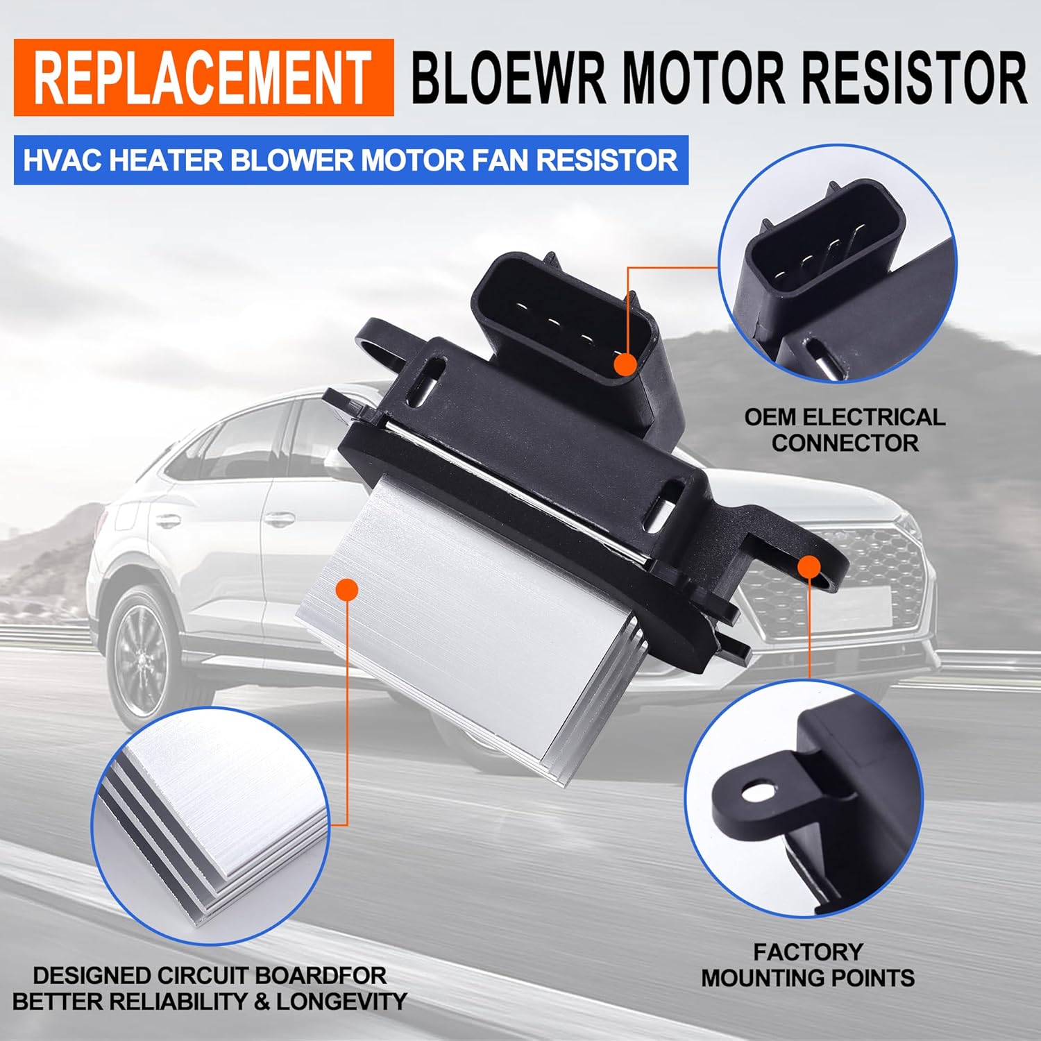 HiSport HVAC Heater Blower Motor Fan Resistor - 5F9Z19E624AA Compatible with Ford F150 F250 Navigator,Compatible with Taurus 2008-2015,Five Hundred 2005-2007