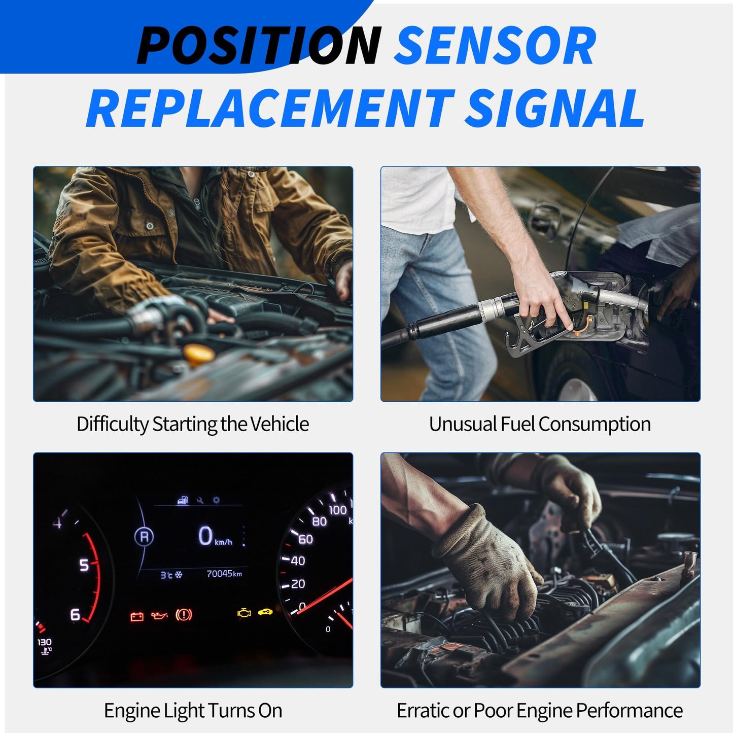 HiSport PC885 Engine Crankshaft Position Sensor Compatible with Chevrolet Cruze 2010, 2011, 2012, 2013, 2014, 2015 Cruze Limited 2016 Sonic 2012, 2013, 2014, 2015, 2016, 2017, 2018