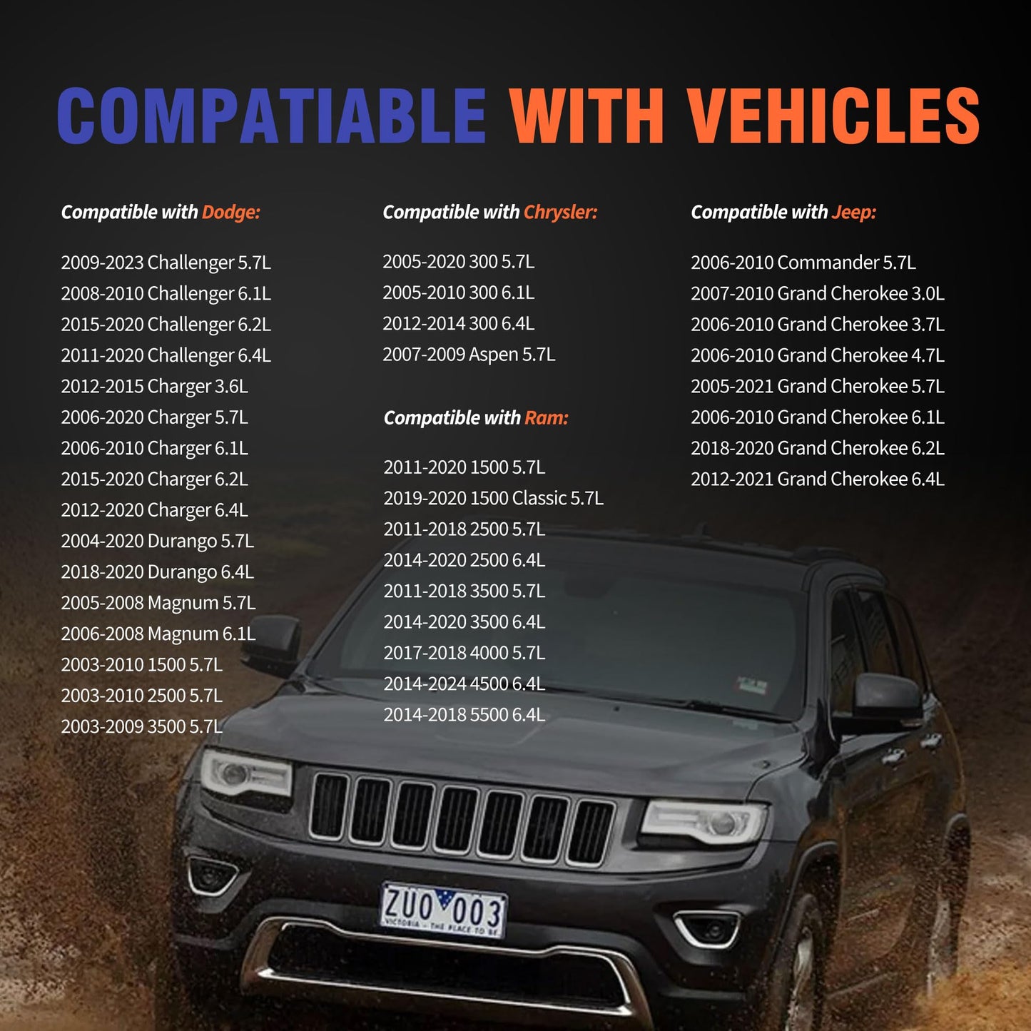 HiSport Valve Cover Gasket Set - Compatible with Chrysler 300 Aspen Dodge Challenger Charger Jeep Grand Cherokee Ram 1500 3.0L 3.6L 3.7L 4.7L 5.7L 6.1L 6.2L 6.4L 2003-2024 - Replace VS50625R