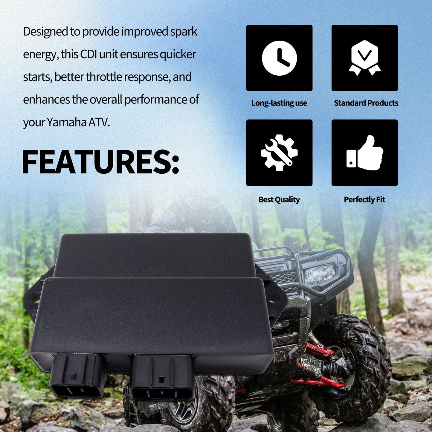 HiSport CDI Module Box - Compatible with Yamaha Kodiak 400 2000 2001 Warrior 350 1997 1998 1999 2000 2001 Replaces 3GD-85540-40-00