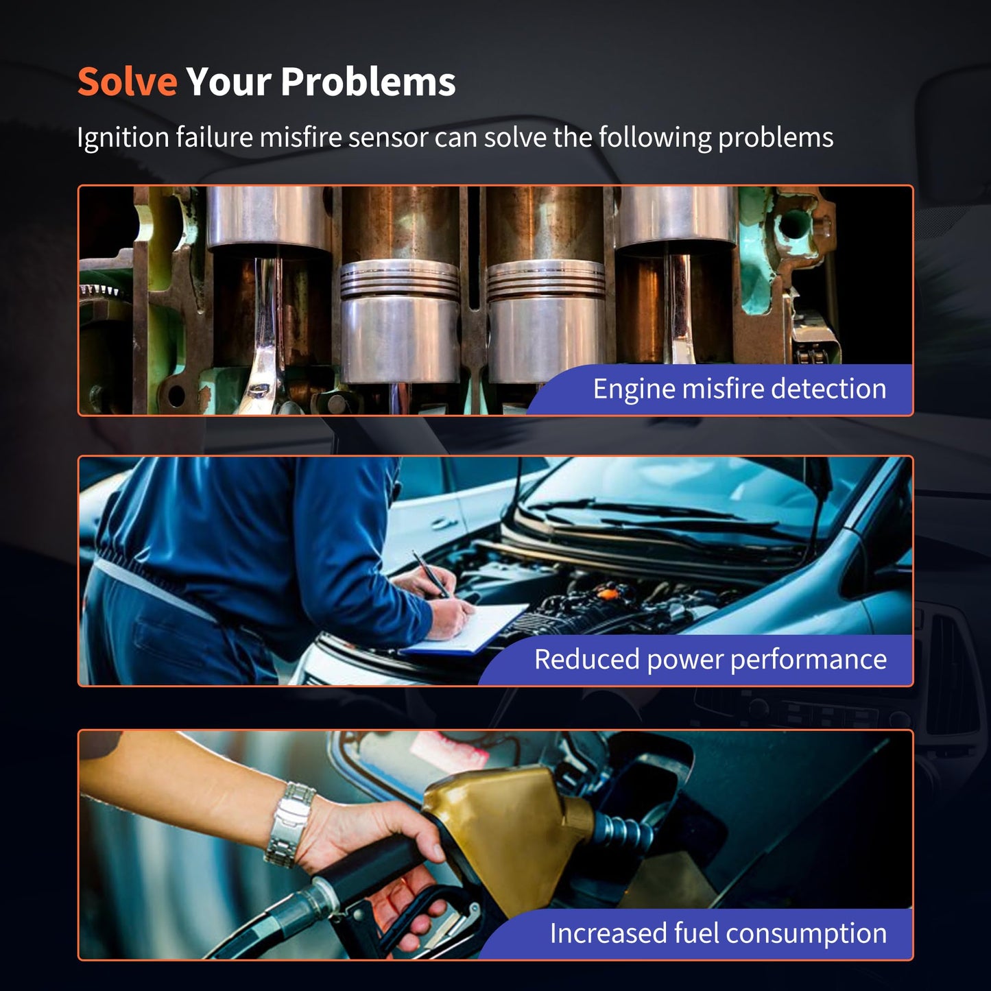 HiSport 27370-38000 Ignition Failure Misfire Sensor - Compatible with Hyundai Santa Fe Sonata XG300 KIA Optima Sedona Sorento Replaces MD374437