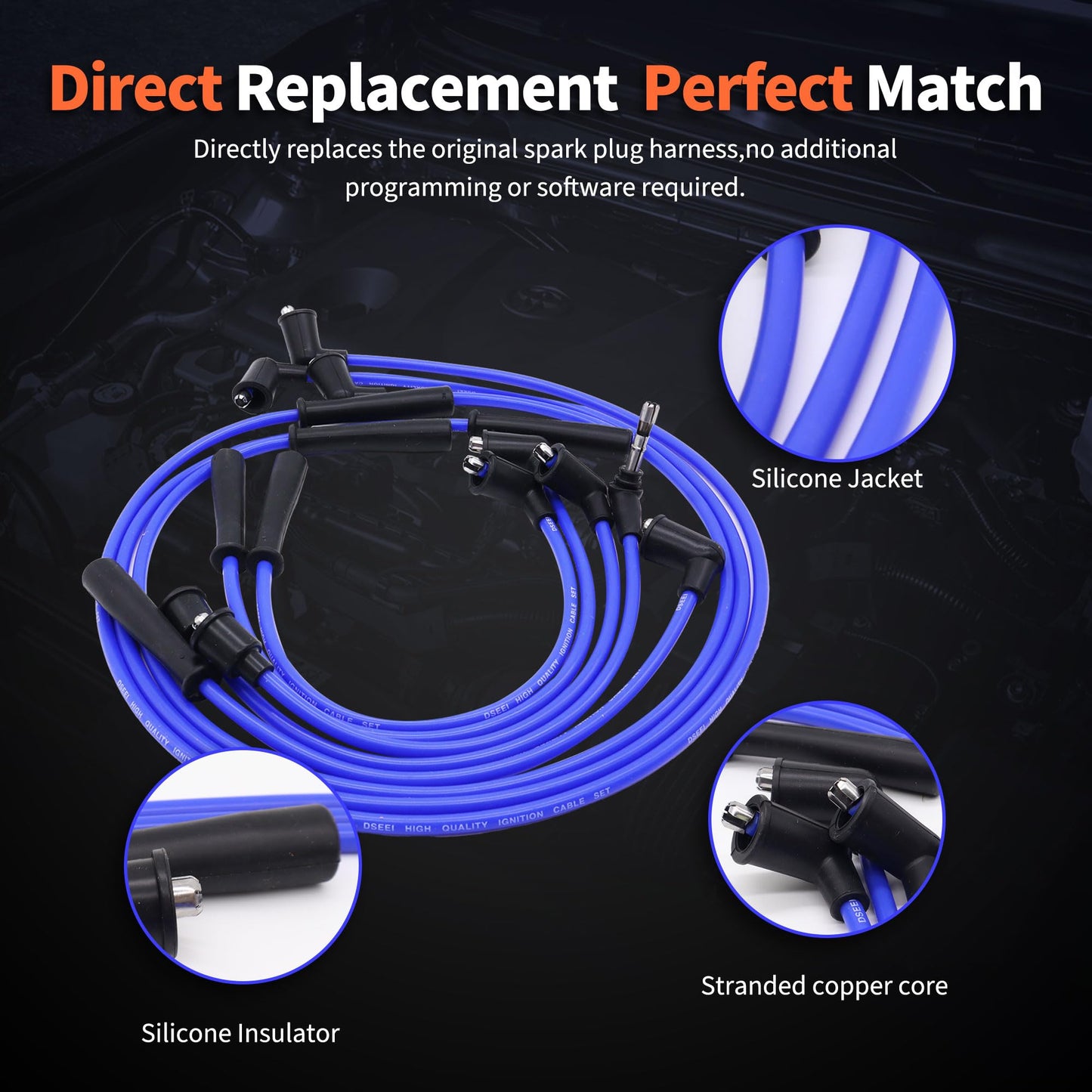 HiSport 671-6173 Spark Plug Wire Set Replacement for Toyota 4Runner Pickup 1988-1991 3.0L V6