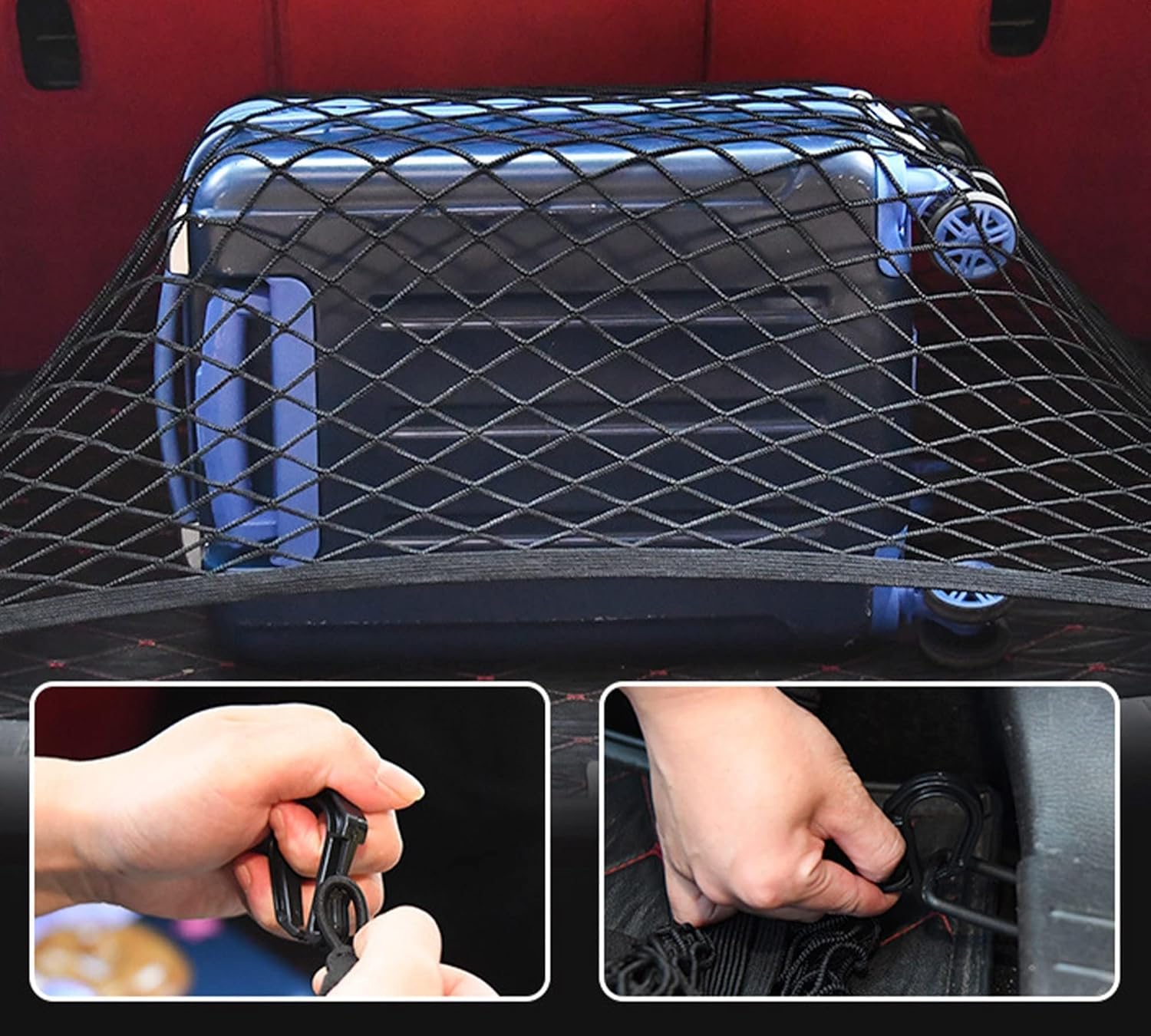 HISports Auto Mesh Aufbewahrungstasche Gepäcknetz Autotasche Dachnetze 60 * 80cm,Netztasche Auto Kofferraum Netz Mit Haken Schrauben Klammern Für Universal Auto/SUV Aus Nylon