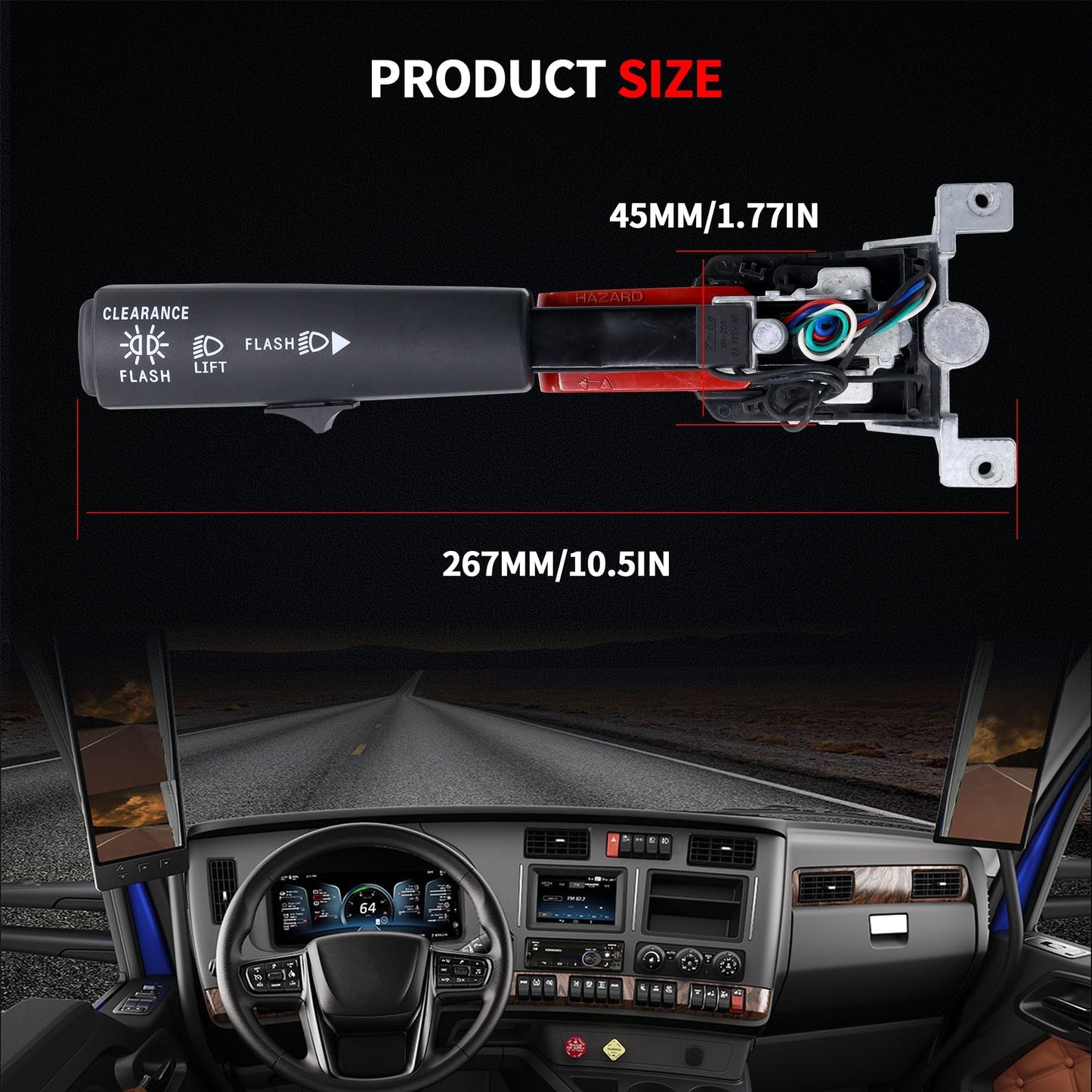 HiSport 82406821 12-Pin Turn Signal Switch Compatible with Kenworth Mack Volvo Replacement for 1MR587AM