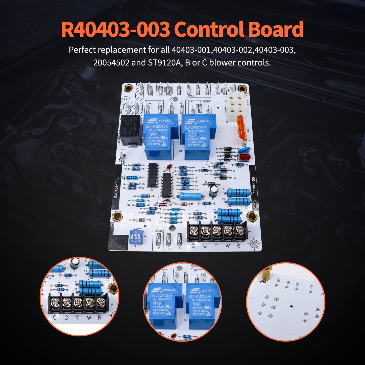 HiSport R40403-003 Furnace Blower Control Circuit Board - Compatible with Armstrong Ultra SX80 SX90 Honeywell ST9120C Replaces 40403-001 40403-002 40403-003