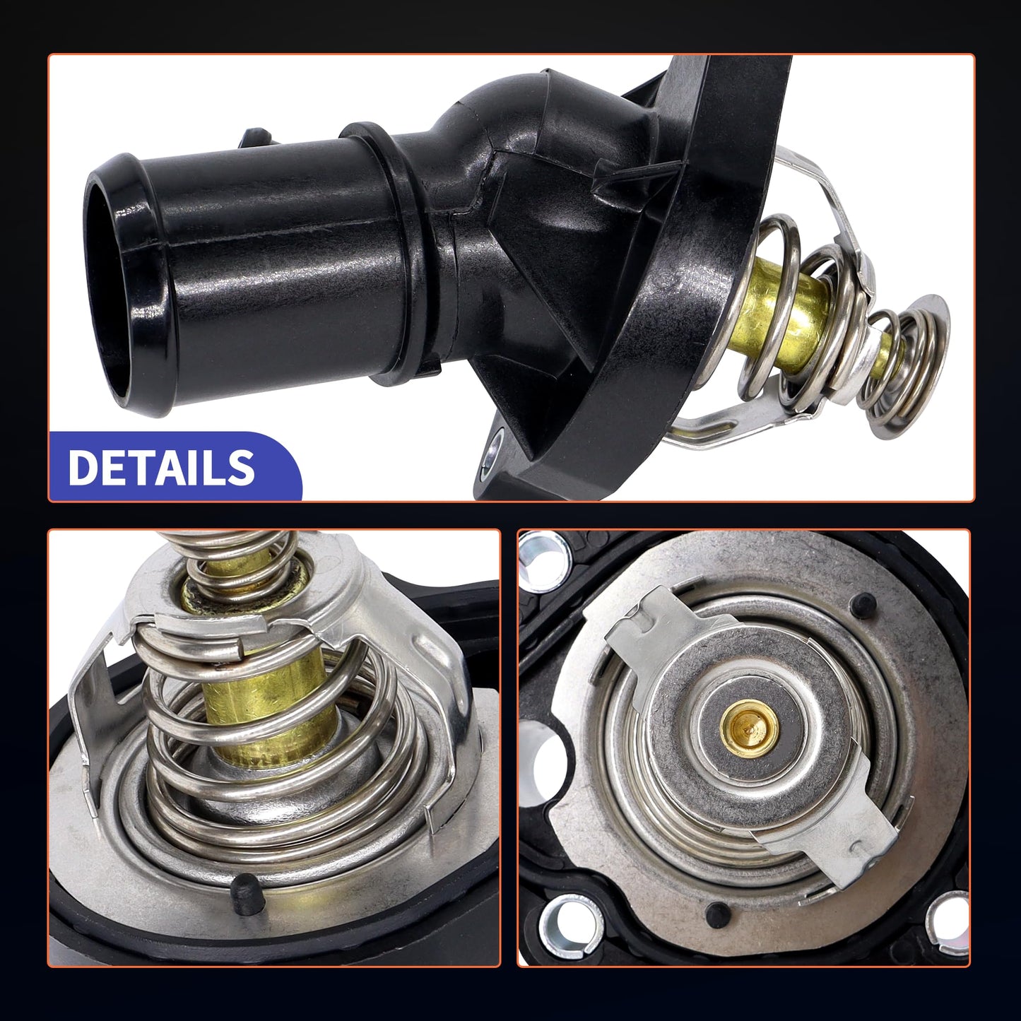 HiSport Thermostat Housing Assembly - Compatible with Ford Transit Connect 2014-2022 Fusion 2006-2020 Escape 2005-2019 EcoSport 2004-2012 Focus 2003-2011 Ranger 2001-2011 Ka - Replace 34044