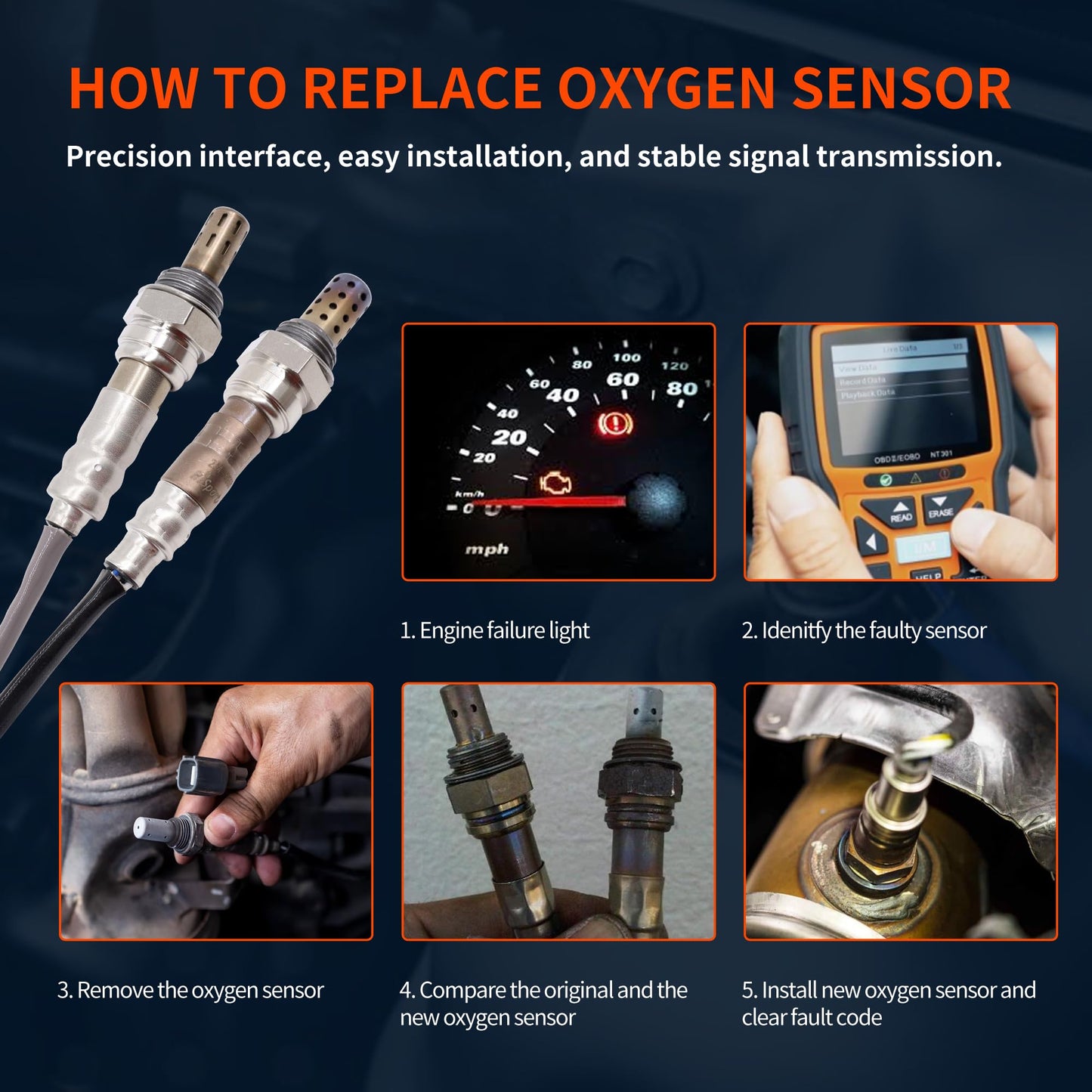 HiSport O2 Oxygen Sensor Upstream Downstream - Compatible with 2005 Buick Rainier Chevy SSR Trailblazer GMC Envoy Isuzu Ascender Replace 234-4668 234-4407