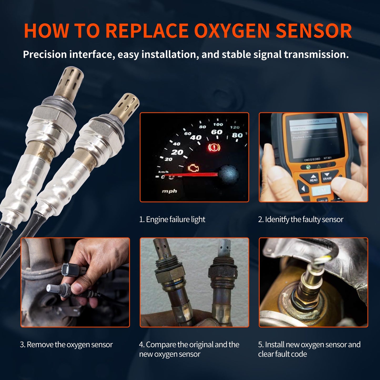 HiSport 234-4092 234-4123 Oxygen O2 Sensor Upstream Downstream 2PCS - Compatible with Honda Civic 2001 2002 2003 2004 2005 1.7L D17A7 Engine Only