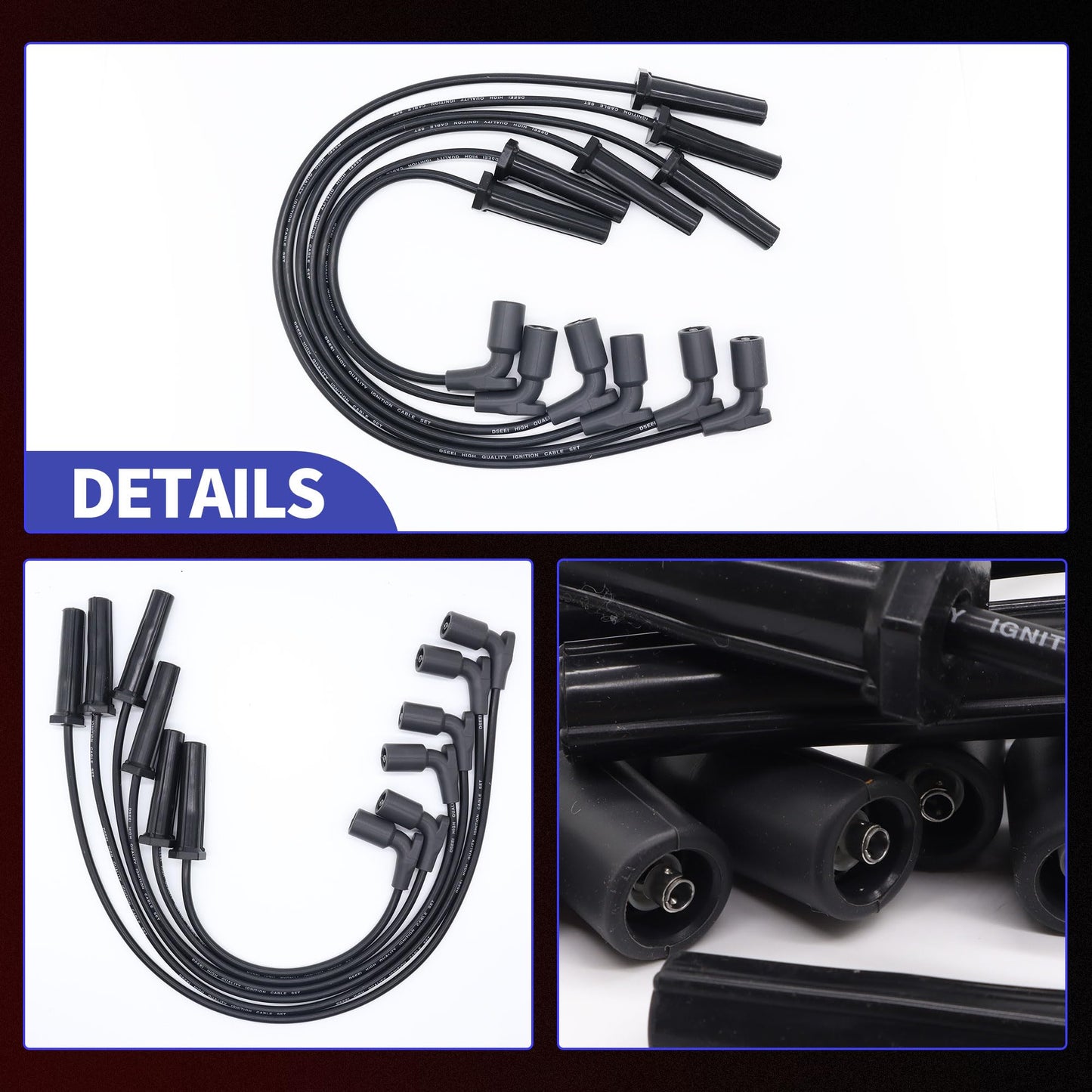 HiSport Spark Plug Wire Set 89018131 Compatible with Chevrolet Pontiac Saturn Relay Torrent Montana G6 Uplander Malibu Equinox 3.4L 3.5L,Replacement for Buick Rendezvous Terraza 2006-2007 V6 3.5L