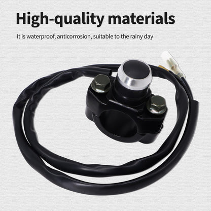 HiSport Aluminum 7/8" Motorcycle Handlebar Control Horn Start/Stop On/Off Switch Button Momentary Action with Two Bullet Connectors Black Button 12V