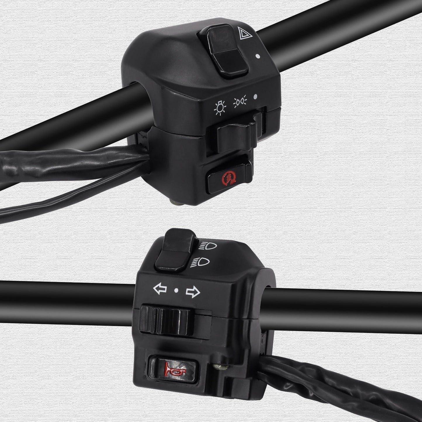 HiSport Black Universal Aluminum 7/8" 22MM Motorcycle Switch Handlebar Motorbike Horn Turn Signal Headlight Control Buttons