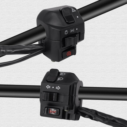 HiSport Black Universal Aluminum 7/8" 22MM Motorcycle Switch Handlebar Motorbike Horn Turn Signal Headlight Control Buttons