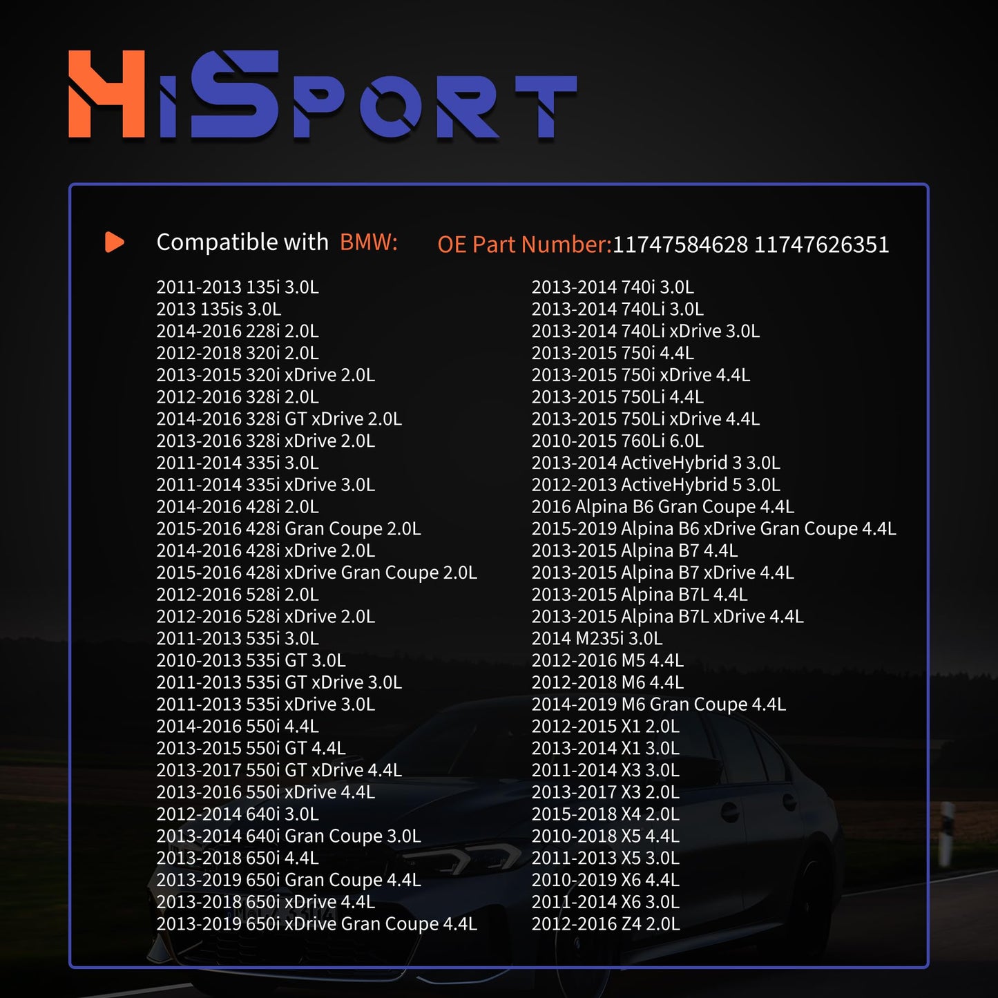 HiSport Turbocharger Boost Solenoid - Compatible with 135i 228i 320i 328i 335i 428i 528i 535i 550i 640i 650i 740i 740Li 750i 750Li 760Li X1 X3 X4 X5 X6 Z4 3.0L 2.0L 4.4L 6.0L - Replace 11747626351