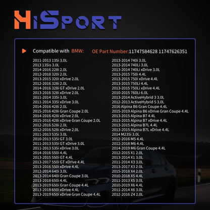HiSport Turbocharger Boost Solenoid - Compatible with 135i 228i 320i 328i 335i 428i 528i 535i 550i 640i 650i 740i 740Li 750i 750Li 760Li X1 X3 X4 X5 X6 Z4 3.0L 2.0L 4.4L 6.0L - Replace 11747626351