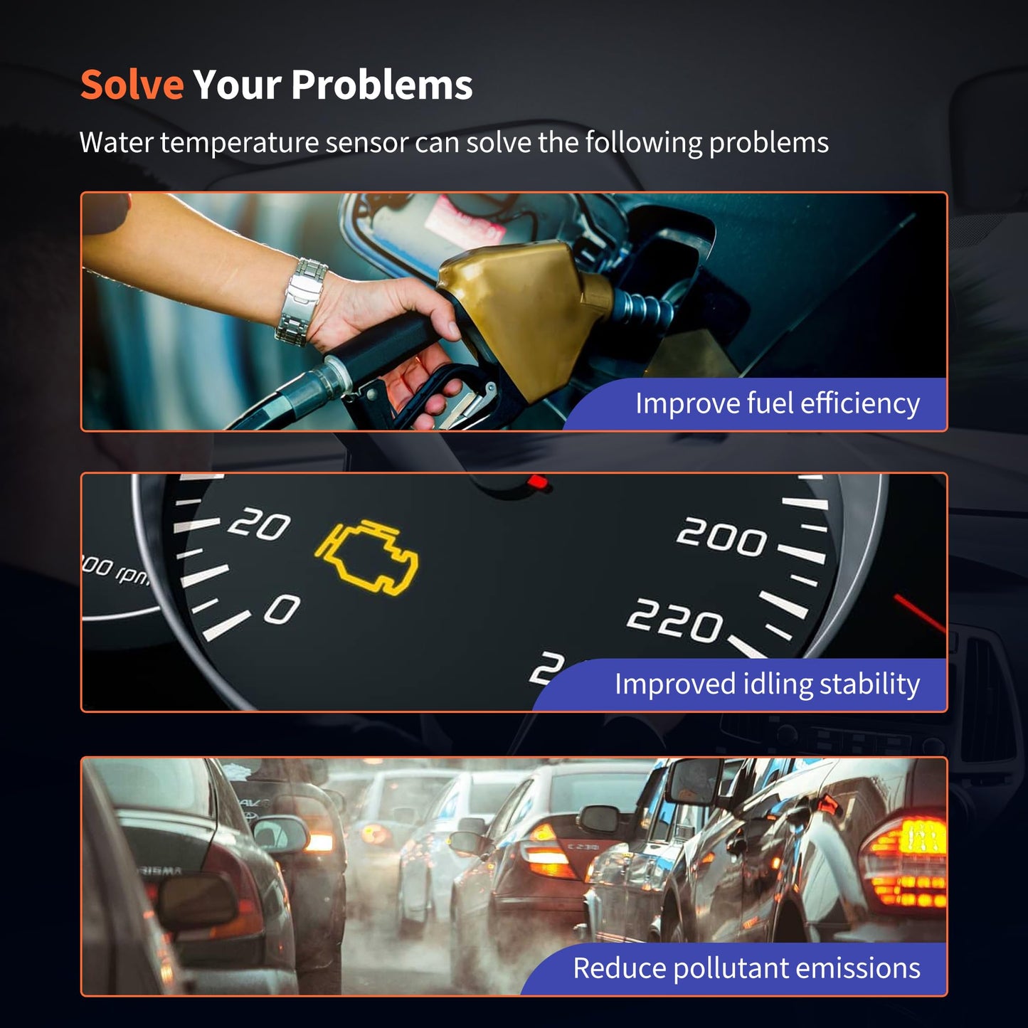 HiSport Engine Coolant Temperature Sensor - Compatible with Ford E-150 E-250 E-350 E-450 E-550 Lincoln Mark VIII Mercury Cougar Tracer Mystique Replaces 250791B020 ZZL018707 9U2Z12A648A