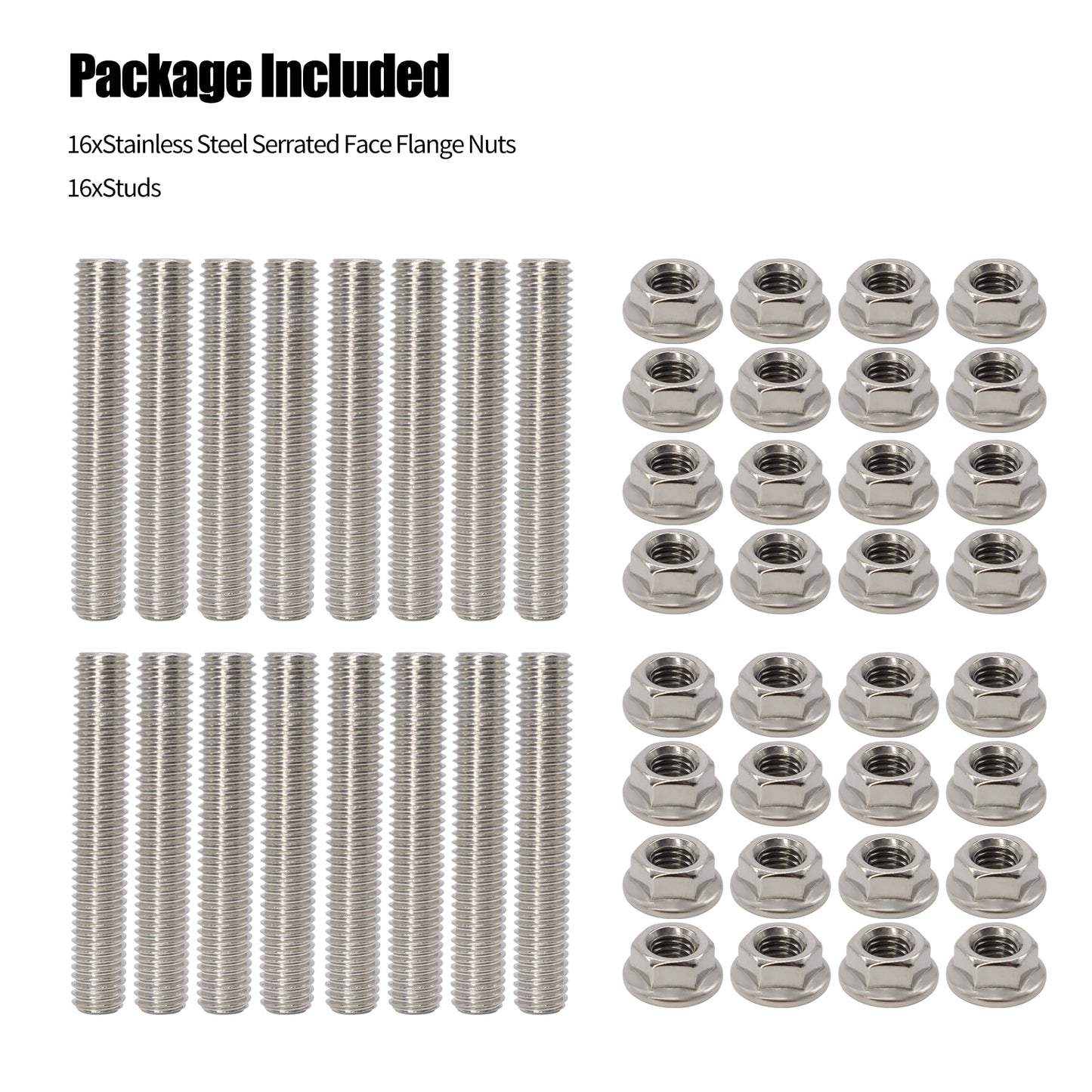 HiSport N811313S431 Exhaust Manifold Stud and Nuts Kit 48pcs - Compatible with Ford Lincoln Mercury 1996-2017 4.6L 5.4L Engines with High Strength Nuts (Stainless Steel) - Repace W707747S431