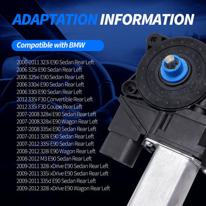 HiSport 67626927025 Rear Left Power Window Lift Motor Compatible with BMW 3 Series E90 F30 323i 325i 328i 330i 335i 325xi 328xi 330xi 335xi xDrive M3, Driver Side