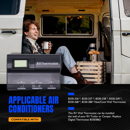 HiSport Motorhome 83303862 Upgrade T-Stat Wall Digital Thermostat Replacement for Coleman Mach 8330-336 337 338 339 368 386 Digital Thermostat Heat/Cool Air Conditioner Digital