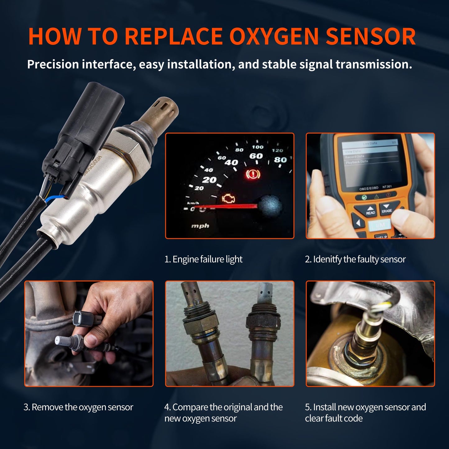 HiSport 234-5038 O2 Oxygen Sensors Upstream - Compatible with Ford Edge Escape Explorer F-150 Flex Fusion Mustang Police Interceptor Sedan Taurus 2010-2016 3.0L 3.5L 3.7L