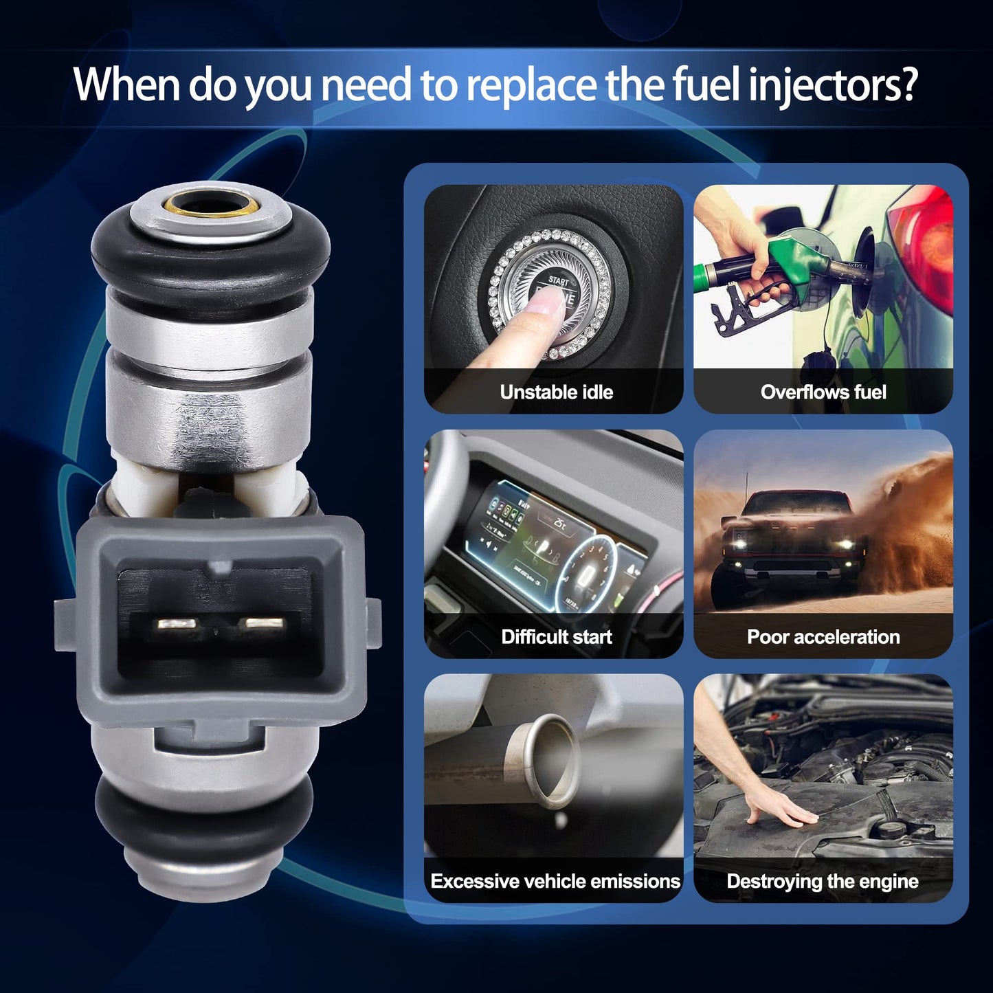 HiSport Racing Fuel Injector IWP162- Compatible with Harley Davidson Replaces 27609-01B, 27609-01, 1022-0113 (pack of 2)