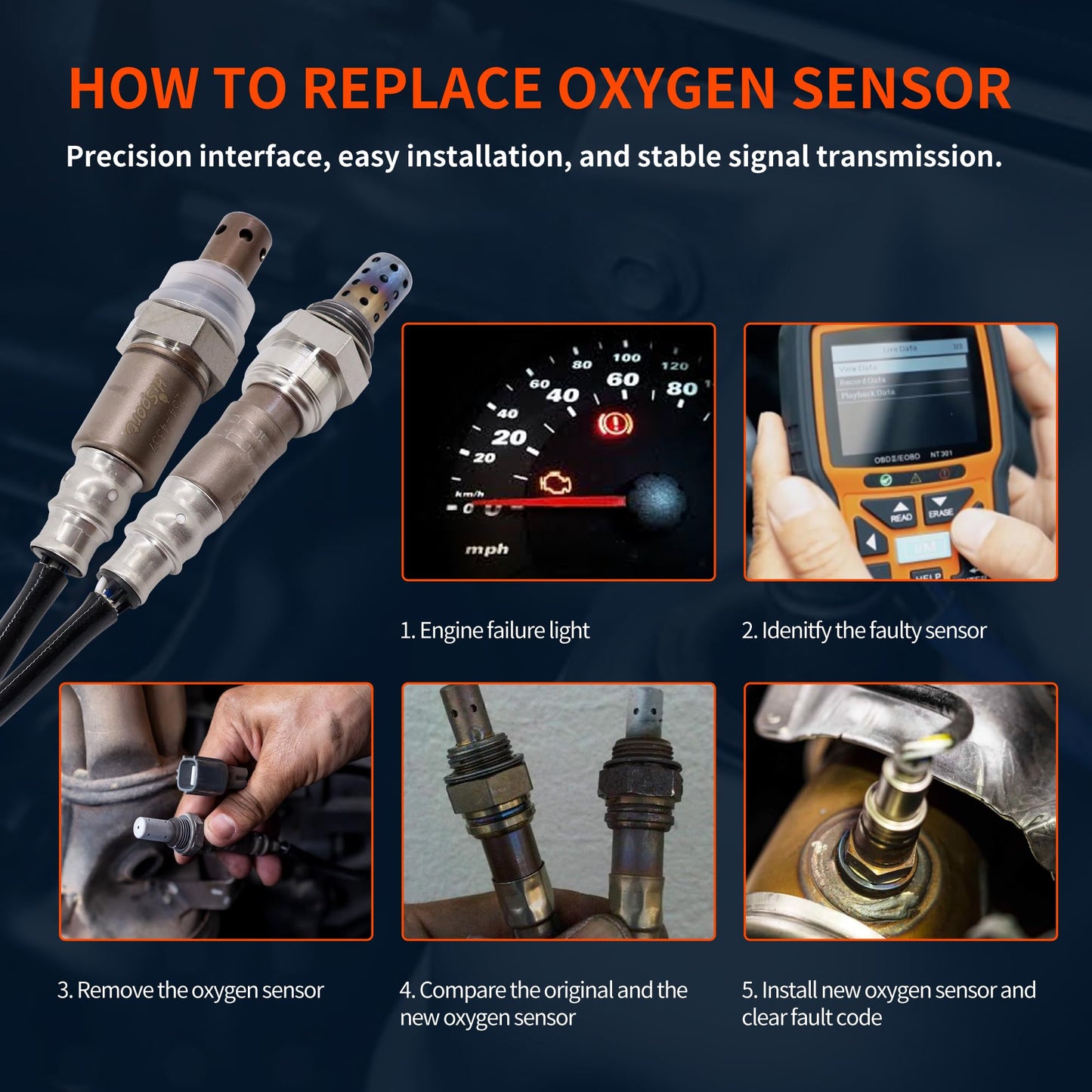 HiSport O2 Oxygen Sensor Upstream Downstream - Compatible with 2006 2007 Chevy Avalanche Silverado 1500 Suburban Tahoe Cadillac Escalade GMC Sierra Yukon Hummer H2 Replace 234-4337 234-4018