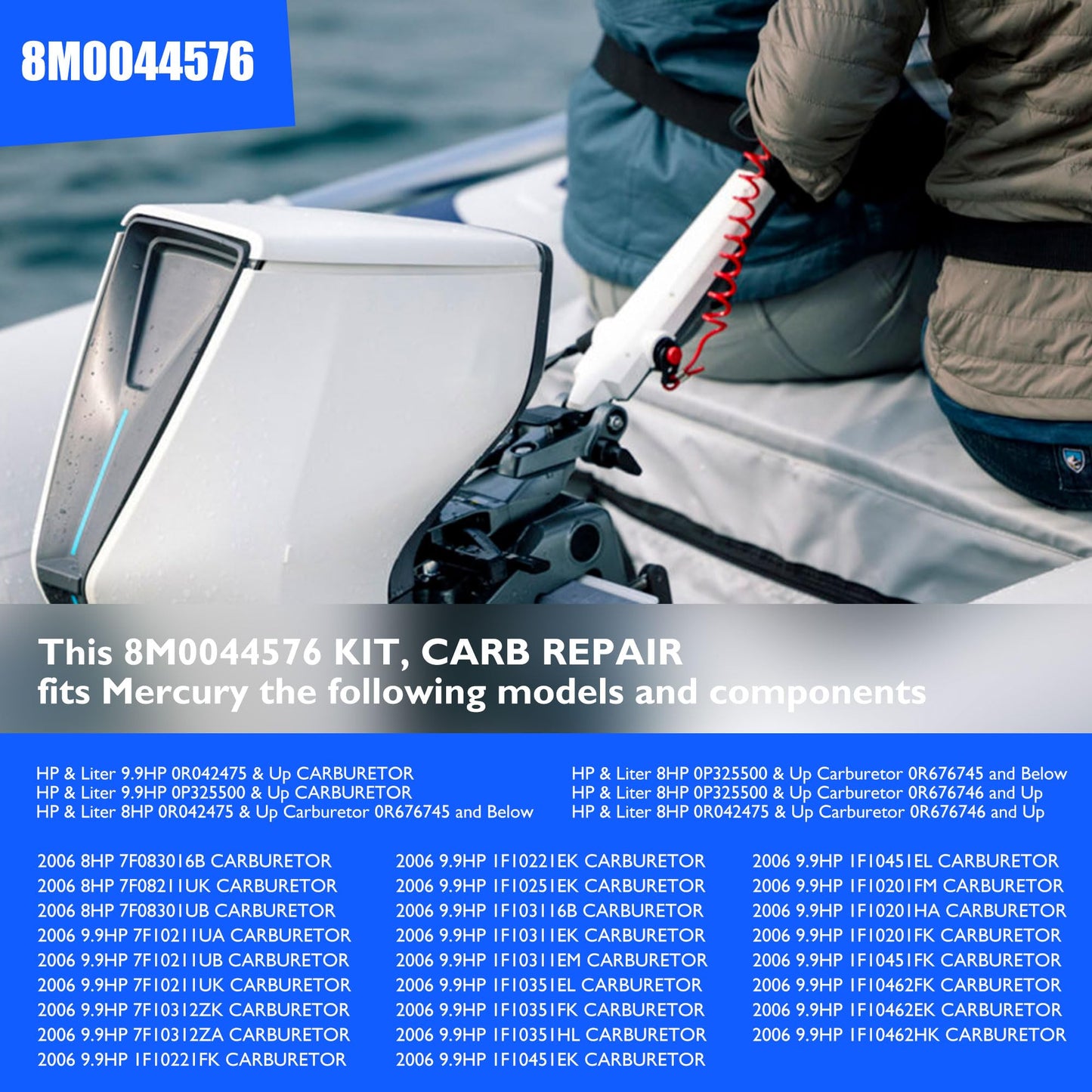 HiSport Boat Motor Carburetor Repair Kit - Compatible with Mercury Mercruiser Quicksilver Outboard Engine 8HP 9.9HP - Replace 8M0044576