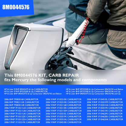 HiSport Boat Motor Carburetor Repair Kit - Compatible with Mercury Mercruiser Quicksilver Outboard Engine 8HP 9.9HP - Replace 8M0044576