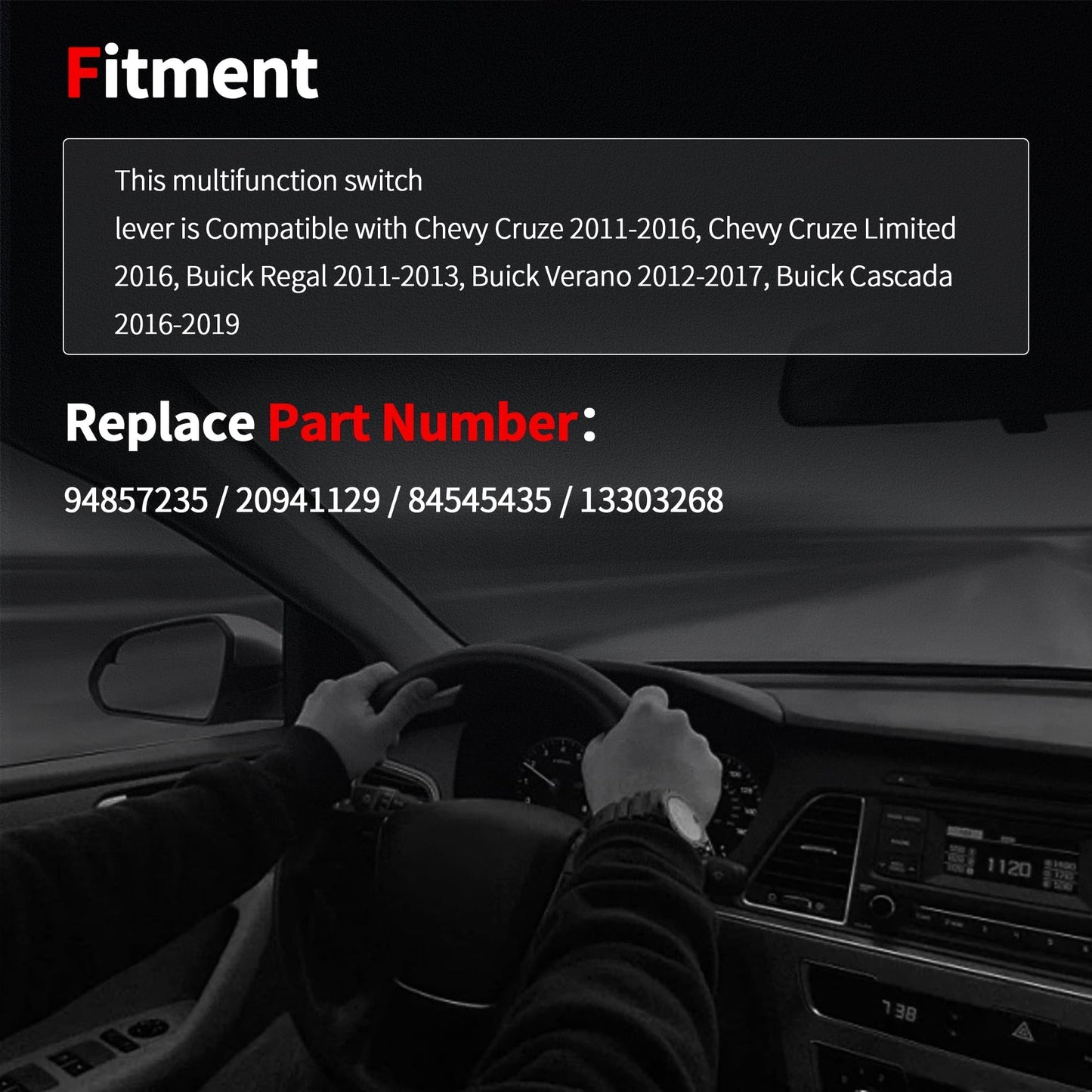 HiSport Turn Signal Switch/Headlight Dimmer Compatible with Buick Cascada 2016,Regal 2011 2012 2013,Verano 2012-2017;Chevrolet Chevy Cruze 2011-2016,Cruze Limited 2016,Orlando 2012 2013 2014#20941129