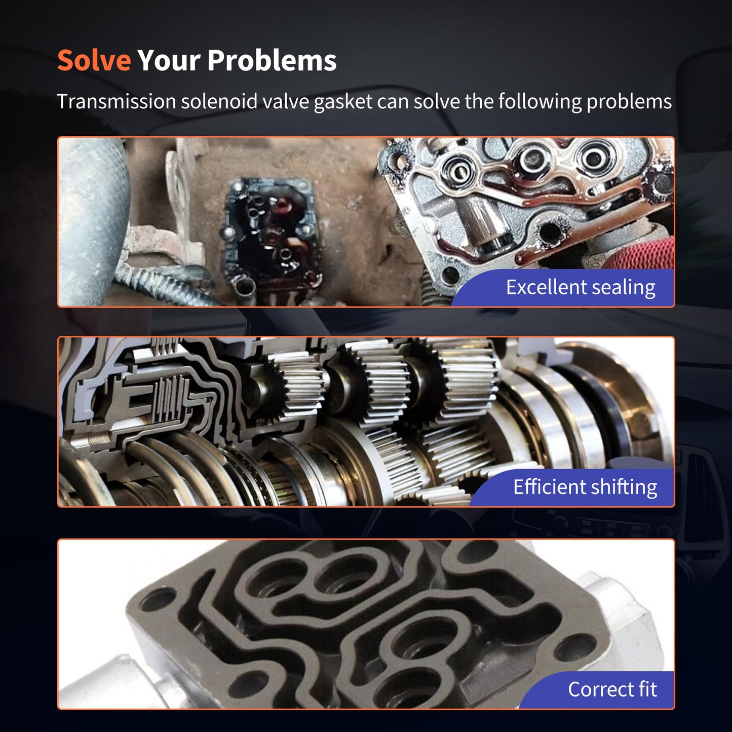 HiSport Transmission Linear Solenoid Gasket with O-Rings Seal Kit - Compatible with Acura RSX TSX Honda Accord CR-V Element Replaces 28260PRP014 28250PRP013 28262PRP000