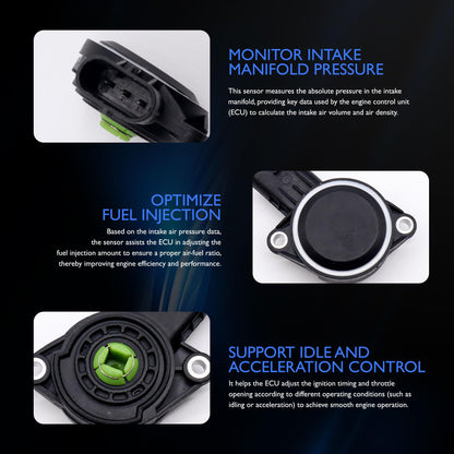 HiSport Manifold Absolute Pressure Sensor - Compatible with Audi Volkswagen Replaces 07L907386 07L907386B 07L907386A AS645 910-1170