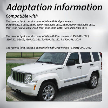 HiSport 68046629AA License Plate Light Socket Wiring Harness Plug Connector - Compatible with Dodge Durango Ram 1500 Pickup Ram 1500 2500 3500 4500 5500 Jeep Liberty Replaces 68014981AA