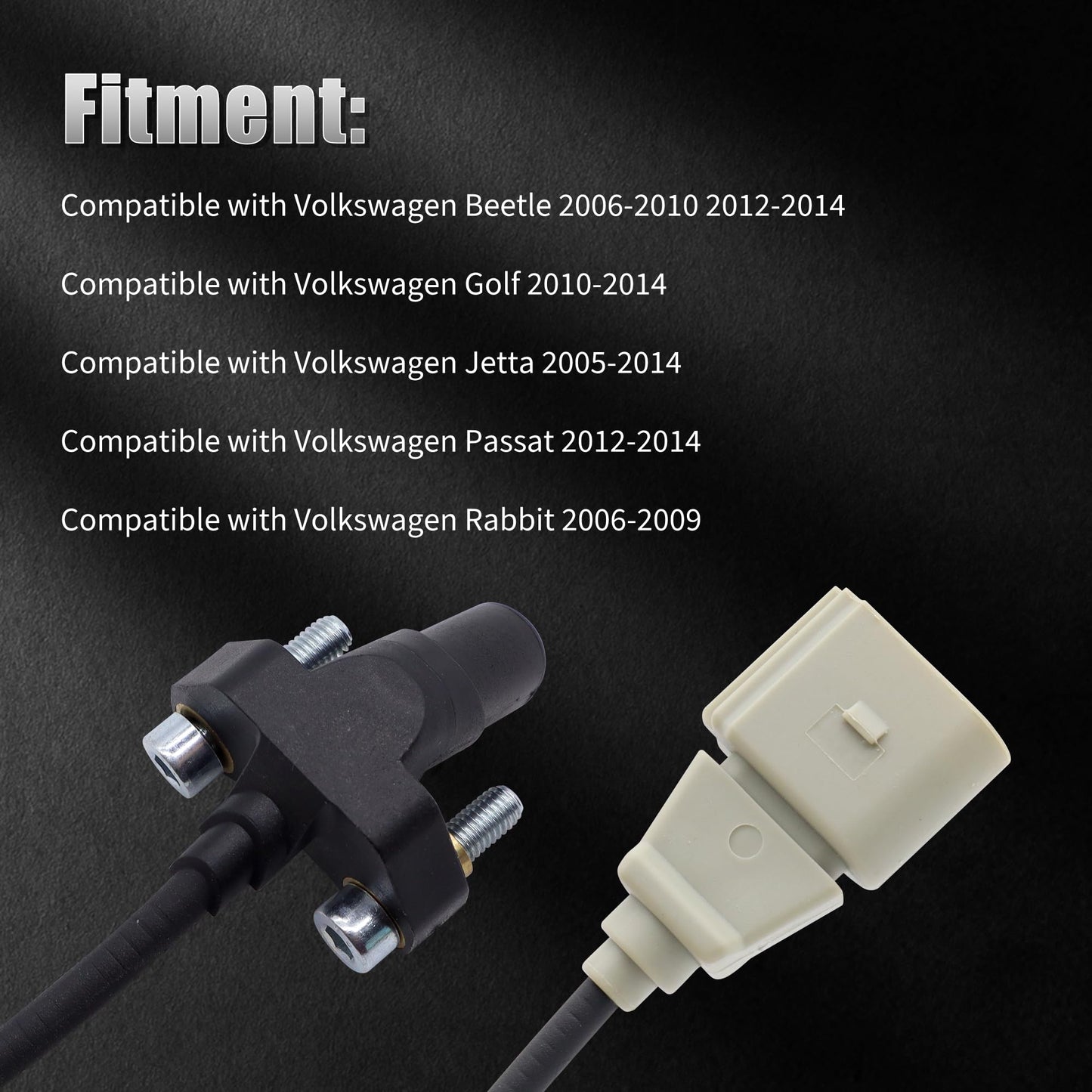 HiSport 07K906433B Crankshaft Position Sensor - Compatible with Volkswagen Beetle 2006-2010 2012-2014 Golf 2010-2014 Jetta 2005-2014 Passat 2012-2014 Rabbit 2006-2009 L5 2.5L