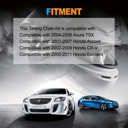 HiSport TS21831 Timing Chain Kit Tensioner Guide - Compatible with Honda 2003-2007 Accord 2.4L 2002-2009 CR-V 2.4L 2003-2011 Element 2.4L 2004-2008 Acura YSX 2.4L - Replace K24A1