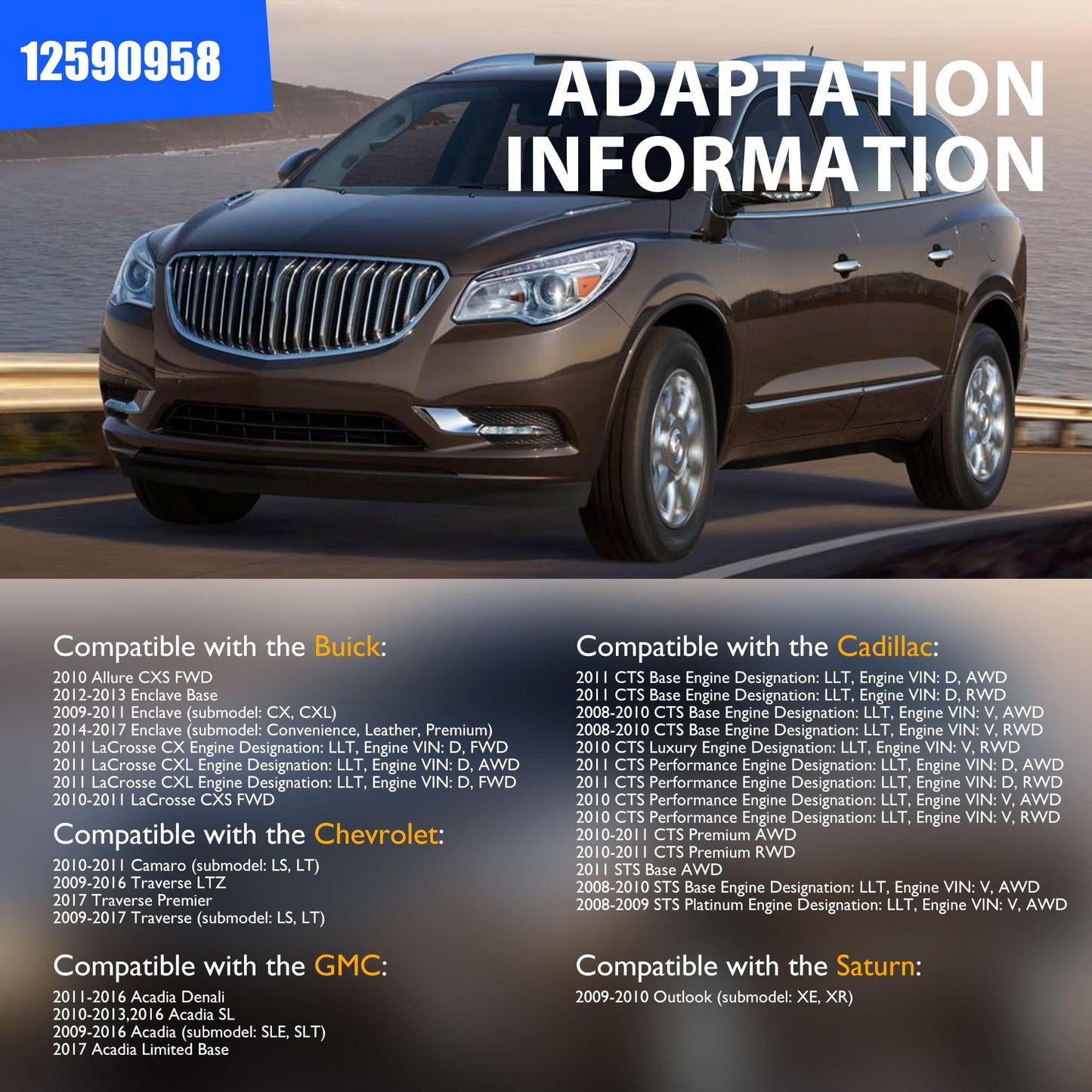 HiSport Lower Intake Manifold Gasket MS972401 12673300 MS19966 Compatible with Buick GMC Cadillac Chevrolet Enclave XTS Traverse Acadia 2009-2016, Lacrosse Camaro SRX STS CTS 3.6L V6