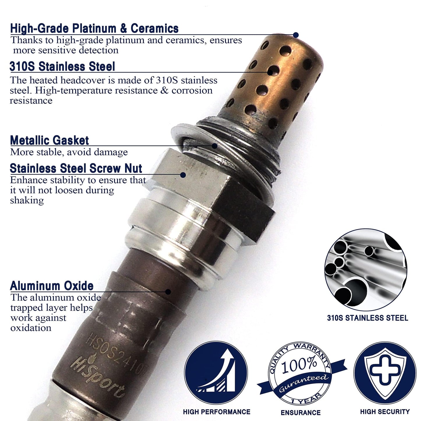 HiSport Oxygen Sensor 250-24107 Compatible with Geo Prizm 1995-1997, Chevrolet Prizm 1998-2002, Toyota Avalon 1995, 1996, 1997, 1998-2004 Corolla 1995-2002 Paseo 1995-1997 Replaces 234-4061