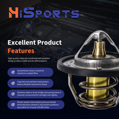 HiSport THF-003 Engine Coolant Thermostat with Gasket - Compatible with Saab 9-2X 2005-2006 | Subaru Forester Legacy Outback Tribeca Impreza B9 Tribeca Baja SVX