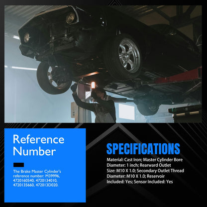 HiSport 4720160540 Brake Master Cylinder with Reservoir and Cap Compatible with Toyota 4Runner 1989 1990 1991 1992 1993, Land Cruiser 1993-1994, Pickup 1989-1993, T100 1993 Replace MC39996