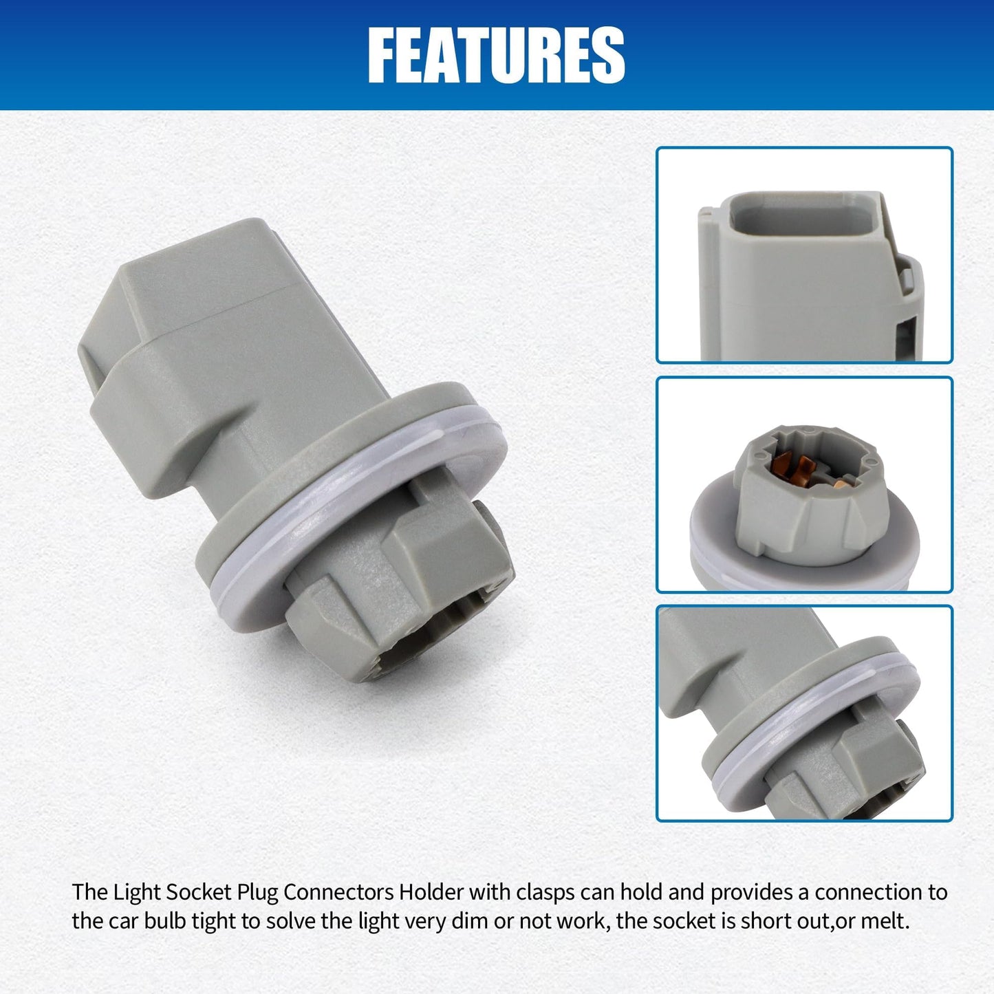 HiSport 2PCS F81Z13411AA 2Pin License Plate Light Socket Rear Tail Brake Lamp Plug for 2004-2021 Ford F150 F250 F350 Super Duty Fiesta Car License Plate Bulb Replace Replace AL8Z13411B